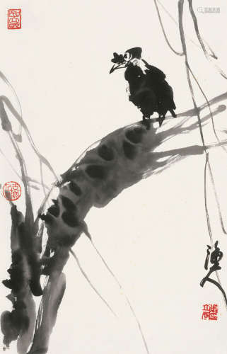 张立辰（b.1939） 栖禽图 立轴 水墨纸本