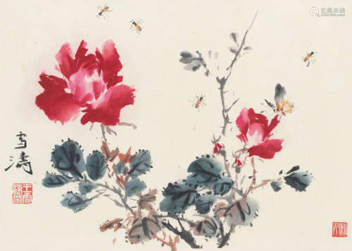 王雪涛（1903～1982） 蝶恋花 镜片 设色纸本