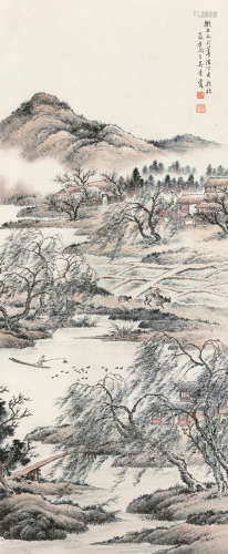 吴青霞（1910～2008） 丁亥（1947）年作 牧歌图 立轴 设色纸本