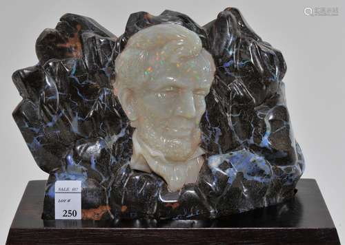 Boulder opal carving. 20th century. Bust of Lincoln. 6