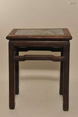 Rosewood stand. China. 19th to early 20th century. Marble inset top (cracked). 16