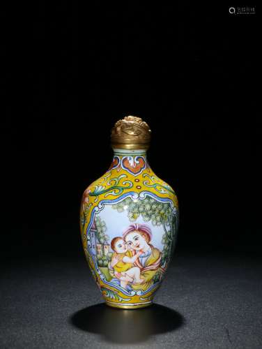 Qing Cloisonne Enamel 'Figure' Snuff Bottle