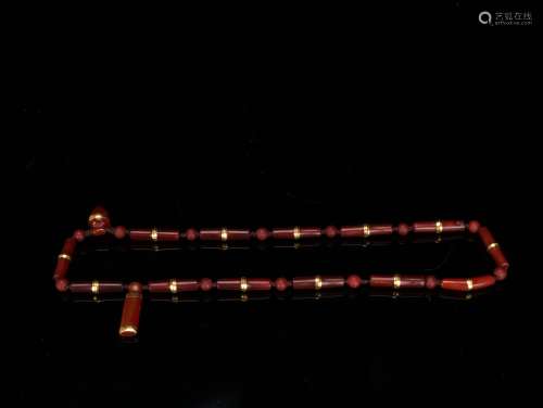 Liao-Jin Agate Tube-Shaped Necklace