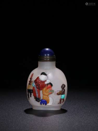 Qing White Agate 'Hundred Treasure's Snuff Bottle