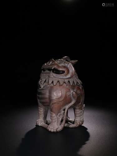 Qing Copper 'Auspicious Animal' Censer