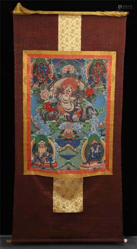 TIBETAN THANGKA OF FIVE BUDDHA