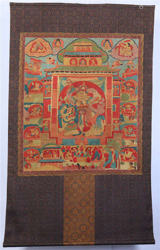 TIBETAN KESI EMBROIDERY THANGKA OF BUDDHA GUADARIN