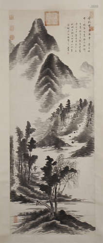 CHINESE SCROLL PAINTING OF MOUNTAIN VIEWS