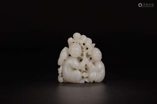 A HETIAN JADE CARVED STORY-TELLING PATTERN