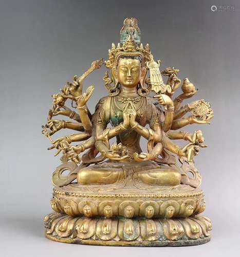 A GILT-BRONZE FIGURE OF AVALOKITESVARA