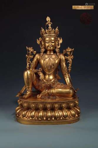 A GILT-BRONZE FIGURE OF TARA, YONGLE MARK