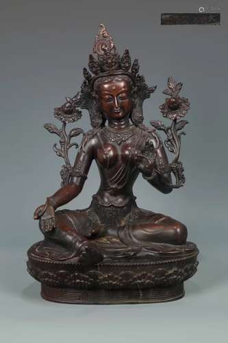 A BRONZE FIGURE OF TARA, YONGLE MARK