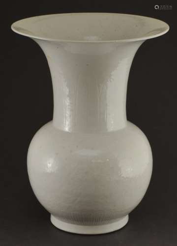 Porcelain vase. China. 19th century. Baluster form with engraved An Hua decoration. 13