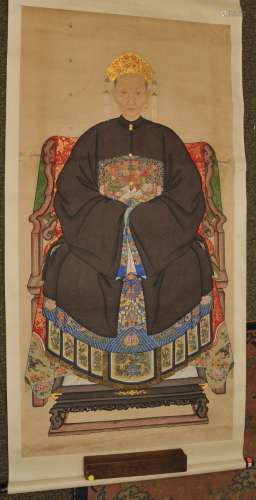 Scroll painting. China. 19th century. Ink, colours and  gilt on paper. 31