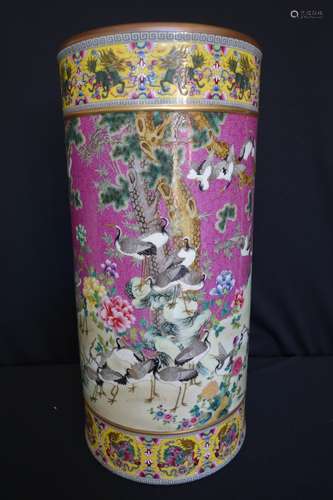 A Famille Rose Porcelain Cylinder Vase