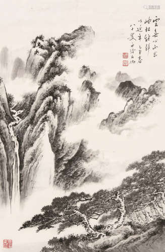 申石伽（1906～2001） 云松图 立轴 设色纸本
