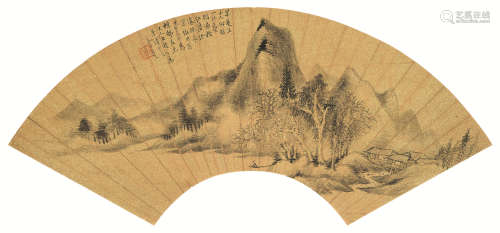 廖纶（1817～1896） 山水 扇面 镜心 水墨绢本