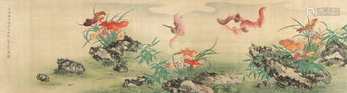 屈兆麟（1866～1937） 花卉 长卷 设色绢本