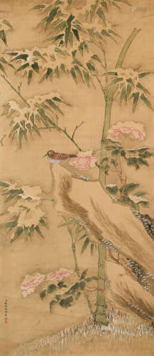 钱维城（1720～1772） 竹雀 立轴 设色绢本