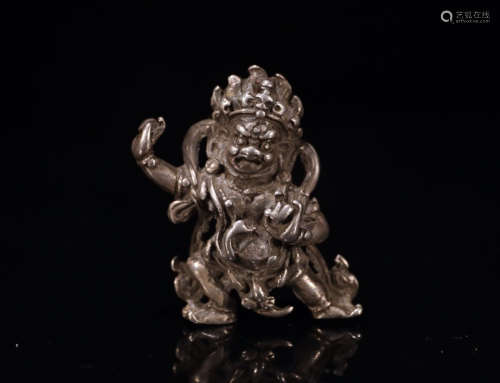 A SILVER FIGURE OF FORTUNE GOD