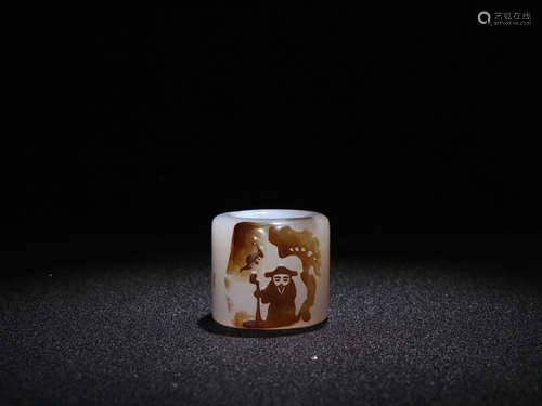 A STORY-TELLING AGATE THUMB RING