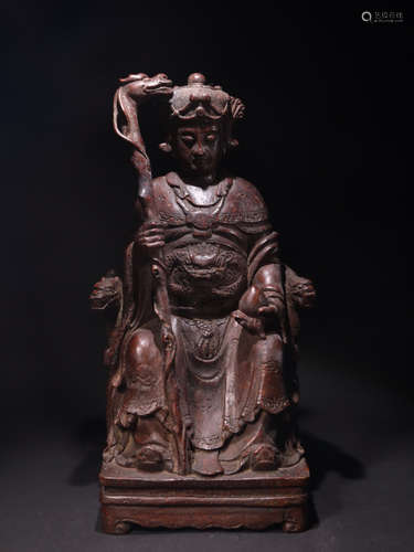 A BAMBOO BUDDHA FIGURE