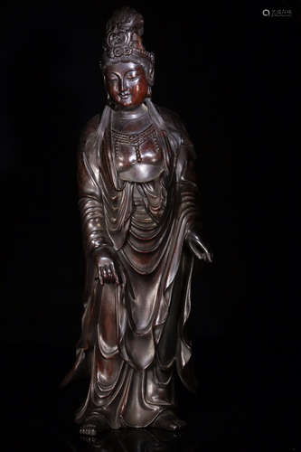 A SMALL ZITAN WOOD BUDDHA FIGURE