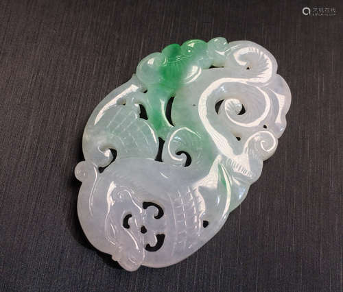 A RUYI JADEITE PENDANT OF DRAGON