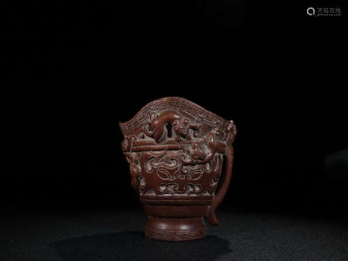 A CHENXIANG WOOD CUP OF DRAGON