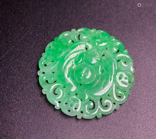 A JADEITE PENDANT WITH BAT PATTERN