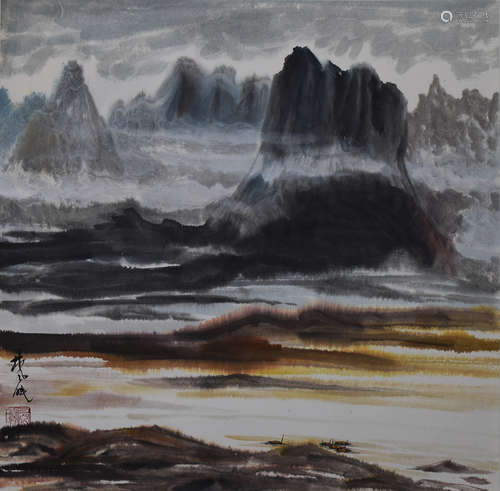 CHINESE SCROLL PAINTING OF MOUNTAIN VIEWS