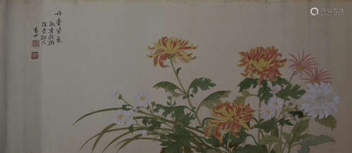 CHINESE SCROLL PAINTING OF FLOWER