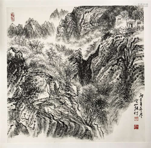 CHINESE SCROLL PAINTING OF MOUNTAIN VIEWS