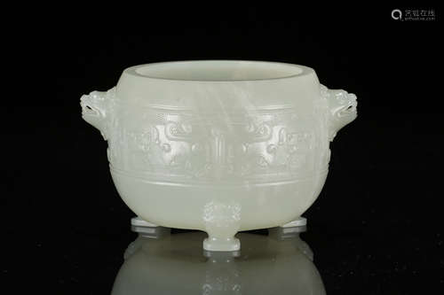 CHINESE JADE ROUND CENSER