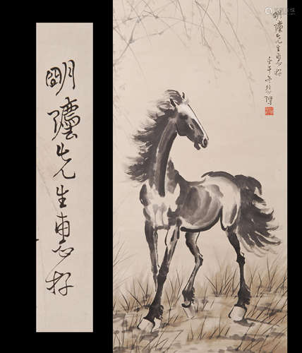 CHINESE SCROLL PAINTING OF HORSE