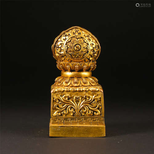 TIBETAN GILT BRONZE OFFICIAL SEAL