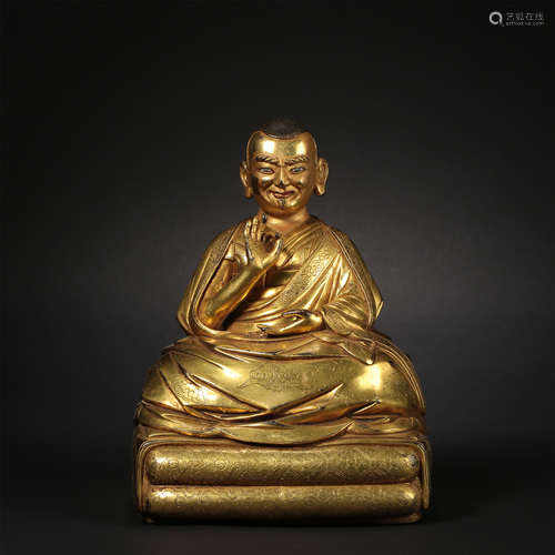 TIBETAN GILT BRONZE SEATED BUDDHA