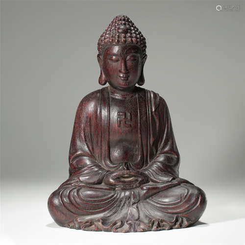 CHINESE AGALWOOD SEATED BUDDHA