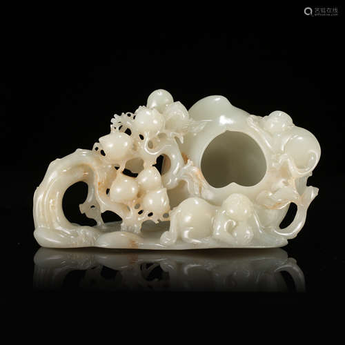 CHINESE WHITE JADE PEACH BRUSH WASHER