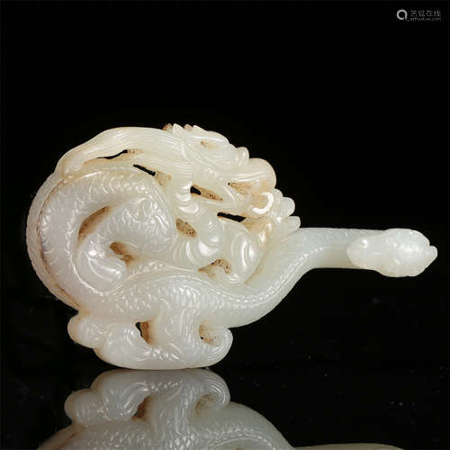 CHINESE WHITE JADE DRAGON BELT HOOK