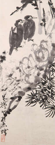 CHINESE SCROLL PAINTING OF BIRD S ON TREE