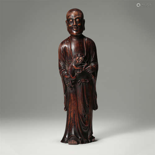 CHINESE AGLAWOOD STANDING FIGURE