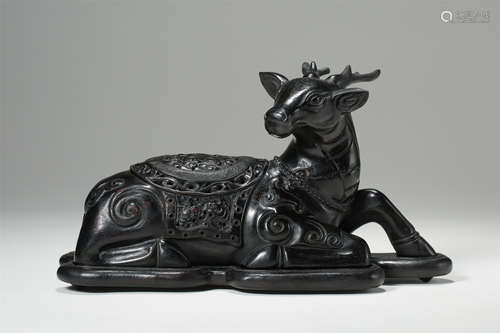 CHINESE HARDWOOD ZITAN COUCHING DEER