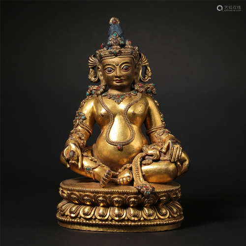 TIBETAN GILT BRONZE SEATED BUDDHA