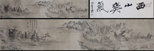 CHINESE HAND SCROLL PAINTING OF MOUNTAIN VIEWS