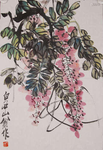 CHINESE SCROLL PAINTING OF FLOWER