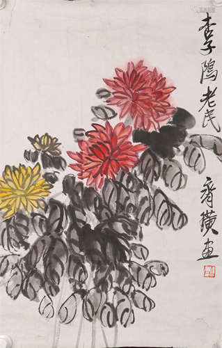 CHINESE SCROLL PAINTING OF FLOWER