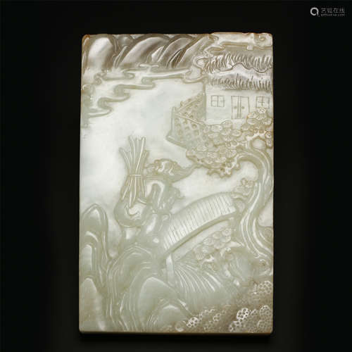 CHINESE CELADON JADE PLAQUE