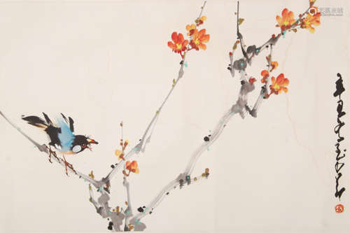 CHINESE SCROLL PAINTING OF BIRD AND FLOWER