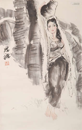 CHINESE SCROLL PAINTING OF GIRL